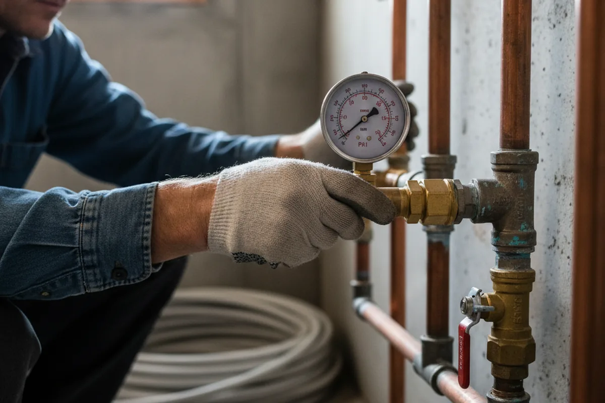 Pressure testing a repaired line during Water Line Repair in Oklahoma City